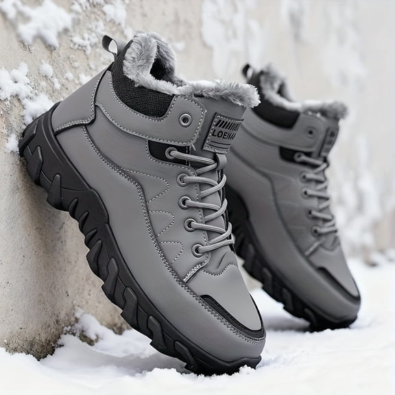 Men'S Heavy-Duty Winter Hiking Boots - Thermal Insulated Snow Boots with Non-Slip PVC Sole, Lace-Up Ankle Support - All-Terrain Traction for Ice, Snow, Thick, Ice Traction Boots, Outdoor Footwear