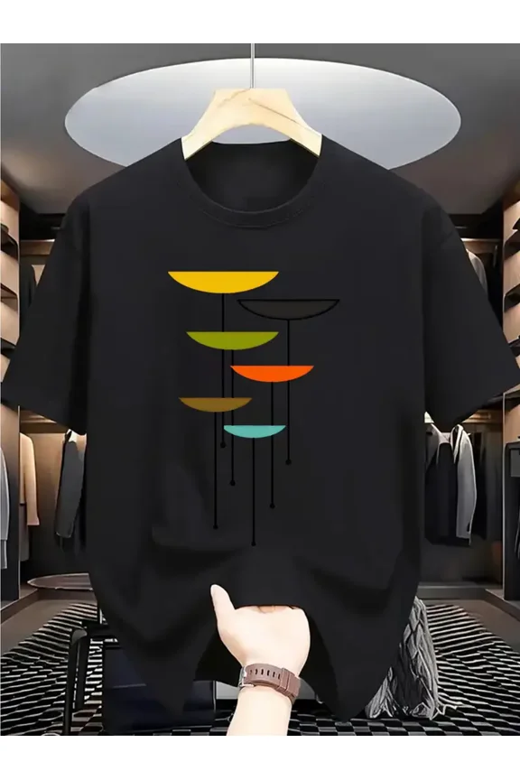 Men'S Heavyweight 180gsm Oversized Fishing T-Shirt - 100% Big & Tall Short Sleeve Tee with Fishing Rod & Fish Print, All-Season Casual Round Neck Shirt for Anglers, Fishing