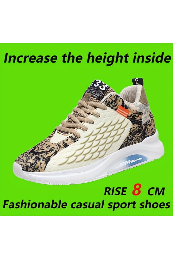 Men'S Height-Increasing Sneakers with Cushioned EVA Sole - Low-Top Lace-Up Shoes Black & Colorway - All-Season Gym, Running, Casual Shoes - Height Increase for Men, Gym Footwear, Sporty Design, Brea