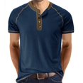 thumbnail image 1 of Men'S Henley Shirts Casual Short Sleeve Button Cotton Tee Fashion Classic Tee T-Shirt With Pocket Mens Casual Short Sleeve Henley Shirts blue 2XL, 1 of 2