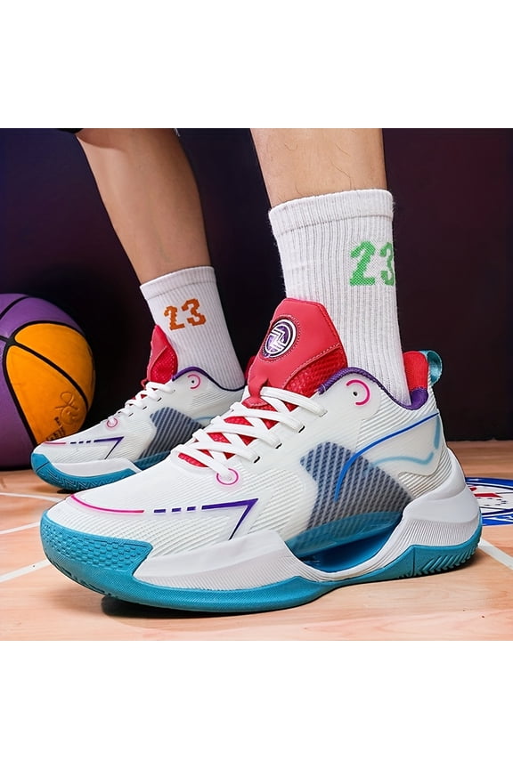 Men'S High-Top Basketball Sneakers - for Outdoor Sports, Running, Hiking, Casual Wear, Basketball Shoe Breathable Fabric & Synthetic Upper, Non-Slip Rubber Sole, Shock Absorption, All-Season Comfort