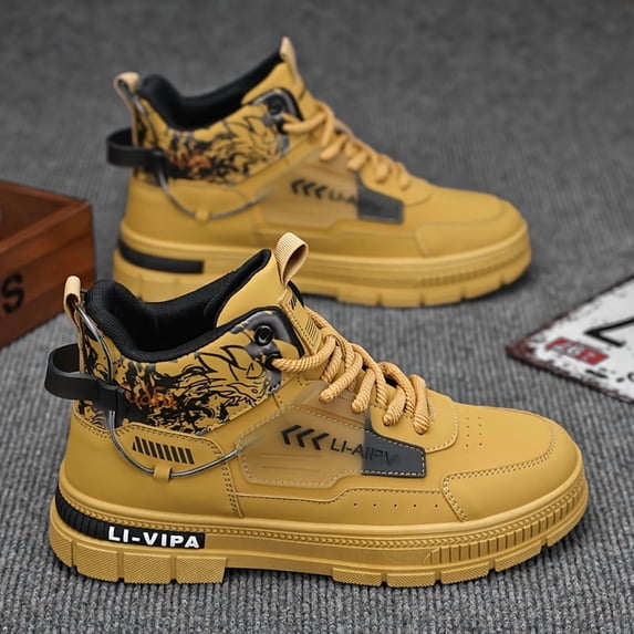 Men'S High-Top Boots with Good Grip, Lace-Up Design, Stylish And Easy for Commuting in Larger Sizes