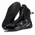 thumbnail image 1 of Men'S High-Top Boxing & Wrestling Training Shoes - Slip-Resistant Rubber Sole, Breathable Full-Grain Faux Leather-like Upper, Adjustable Ankle Support, Round Toe Design for Combat Sports, Gym, 1 of 9