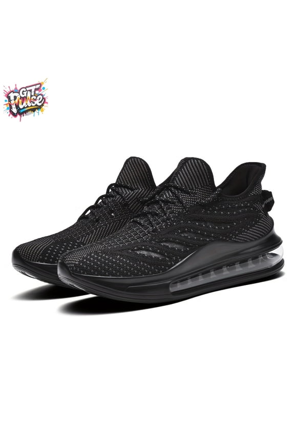 Men'S High-Top Breathable Mesh Running Shoes - Black/White Sneakers with EVA Cushioning, Durable PU Sole, Lace-Up Ankle Support & Arch Support, Cushioned Insole for Gym, Jogging