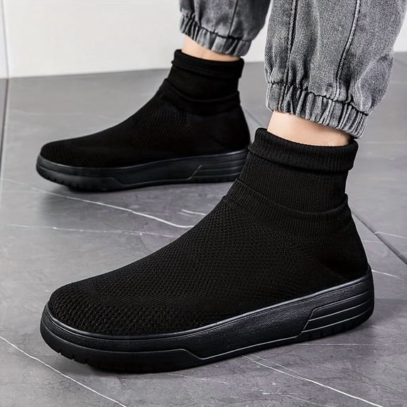 Men'S High-Top Casual Sports Shoes That Are Comfortable, Lightweight, Breathable, And Suitable for Jogging And Leisure, Designed for Easy Slip-On Wear.