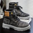 thumbnail image 1 of Men'S High-Top Casual Sports Street Boots - Solid Color, Round Toe, Lace-Up, Canvas Upper, Rubber Sole, Fabric Insole, All-Season Outdoor Shoes for Men,Vintage Style Boots | Outdoor Footwear, 1 of 9