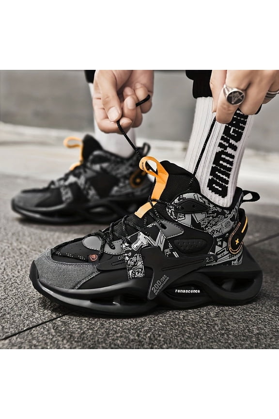 Men'S High-Top Sneakers - All-Season Outdoor Shoes with Lace-Up Closure, Non-Slip Rubber Sole - Heavy-Duty Hiking, Running, Gym, Streetwear Shoes - - Durable Lace-Up Design