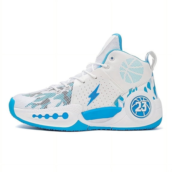 Men's Basketball Shoes High-Top Sports Casual - TPR Sole PU Upper Geometric Design, Ankle Support Athletic Sneakers for Casual Sports, Lightweight Sports Casual Shoes | Court & Daily Wear