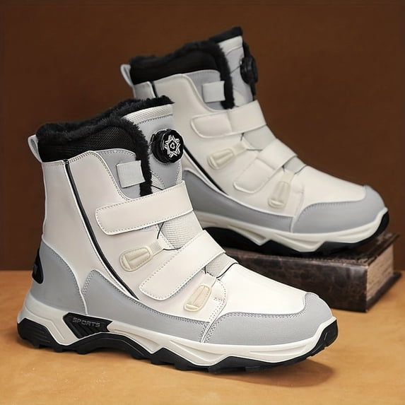 Men'S High-Top Winter Snow Boots with Thick Rubber Sole & Warm - All-Season Hiking Boots with Hook-and-Loop Closure, Color Options