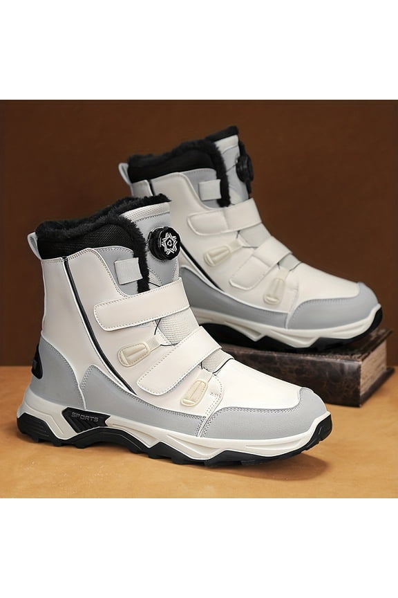 Men'S High-Top Winter Snow Boots with Thick Rubber Sole & Warm - All-Season Hiking Boots with Hook-and-Loop Closure, Color Options