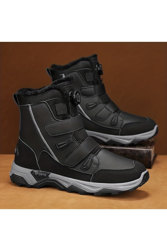Men'S High-Top Winter Snow Boots with Thick Rubber Sole & Warm - All-Season Hiking Boots with Hook-and-Loop Closure, Color Options