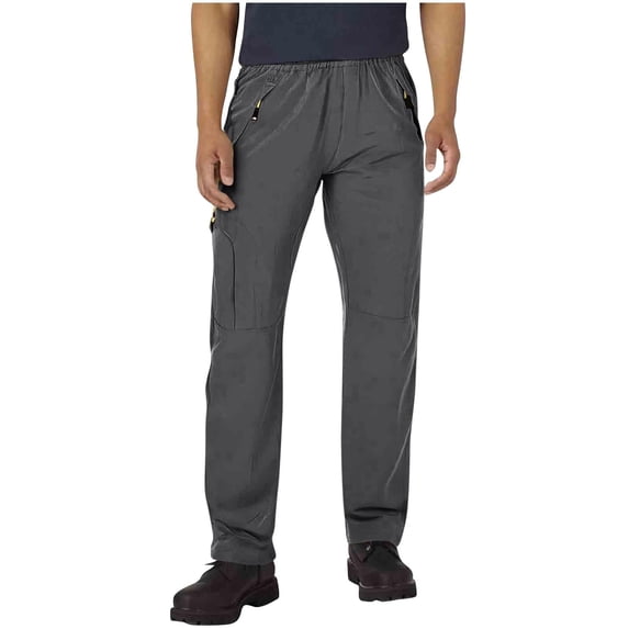 Men'S Hiking Pants Water Resistant Cargo Pants Quick Dry Lightweight Elastic Waist With Zip Pockets For Work Running