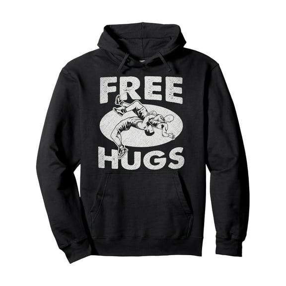Men'S Hoodie 250g 50%Cotton + 50% Polyester - Wrestling - Funny Free Hugs Wrestling Pullover Hoodie