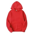 thumbnail image 1 of Men'S Hoodies Solid Color Casual Fashion Loose Fit Hooded Sweatshirts Comfortable Soft Spring Fall Pullover Long Sleeve Tops 2026 Winter Outfits Red L, 1 of 1