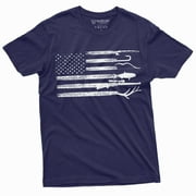 Men'S Hunting Fishing Shirt Usa Flag Nature Camo Shirt Father Gift Ideas Patriotic Tee (Large Navy Blue)