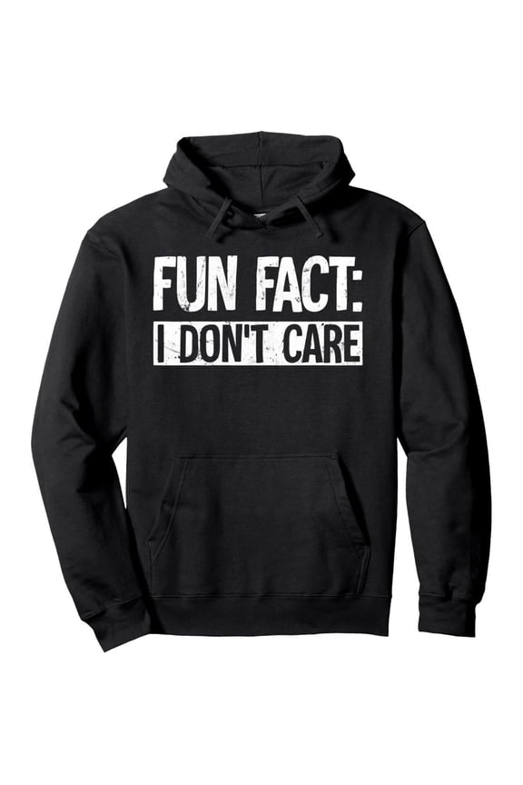 Men'S "I Don't Care" Sarcastic Fun Fact Hoodie - Black with White Text Print, Casual Long Sleeve Pullover Sweatshirt, Regular Fit Hooded Sweatshirt for Fall/Winter, Everyday Comfort & Bold Statement