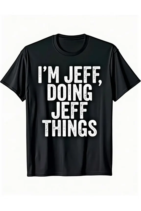 Men'S "I'm Jeff, Doing Jeff Things" Humorous Black T-Shirt - Casual Cotton Crew Neck, Short Sleeve, Bold White Lettering - All-Season Gift Idea, Everyday Tshirt | Humorous