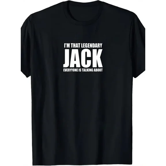 Men'S "I'm That Legendary Jack" Graphic T-Shirt - Bold White Text & Black Casual Short Sleeve Tee, Medium-Stretch Round Neck, All-Season Comfort, Regular Fit Funny Gift for