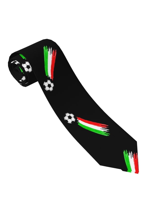 Men'S Italian Flag And Football Tie Fashion Causal Printed Necktie