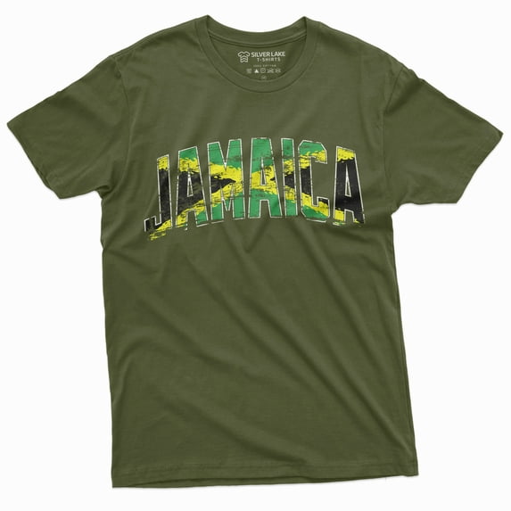 Men'S Jamaica T-Shirt Jamaican Flag Tee Shirt Heritage Diaspora Day Jumieka Tee Shirt (4X-Large Military Green)