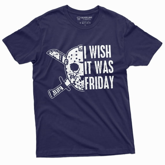 Men'S Jason I Wish It Was Friday Tee Shirt Halloween Horror Tee Shirt Crystal Lake Tee (Medium Navy Blue)
