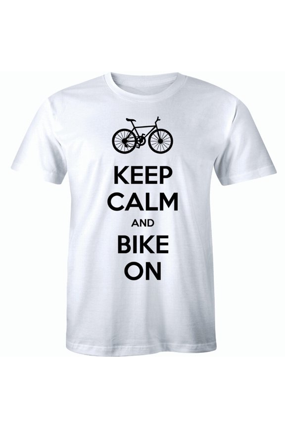 Men'S Keep Calm And Bike On T-Shirt Bicycle Rider Bicyclist Shirt Free S&H! All Size S-5XL