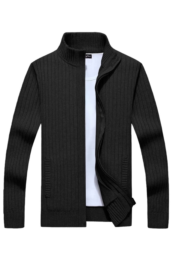 Men'S Knit Sweater Winter Autumn Korean Commuting Loose Daily Office for Men Knit Jacket Top Black S