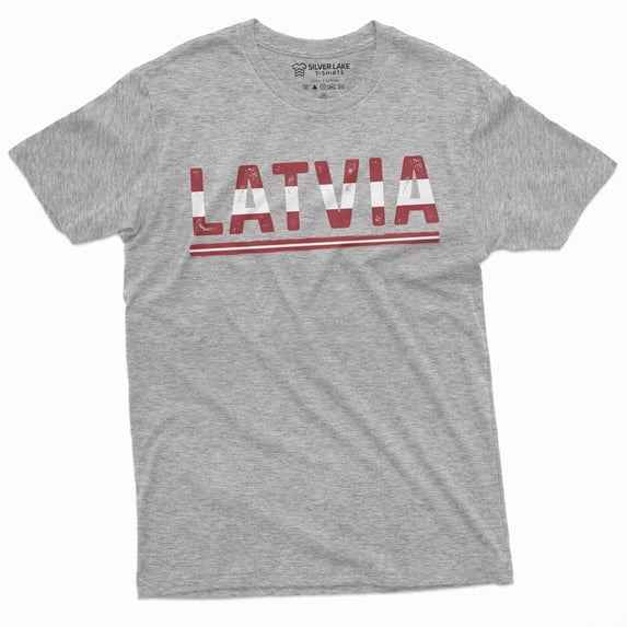 Men'S Latvia T-Shirt Latvian Flag Coat Of Arms Tee Shirt Independence Day Heritage Tee (4X-Large Grey)