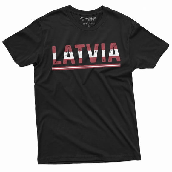 Men'S Latvia T-Shirt Latvian Flag Coat Of Arms Tee Shirt Independence Day Heritage Tee (Large Black)
