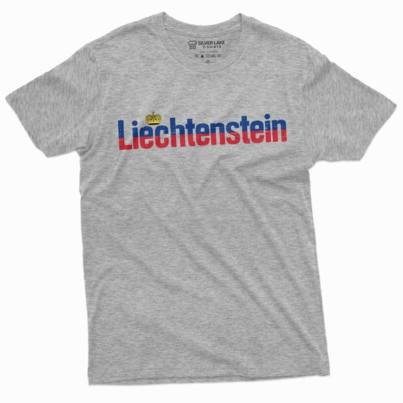 Men'S Liechtenstein T-Shirt Principality Of Liechtenstein Flag Coat Of Arms Tee Shirt (X-Large Grey)