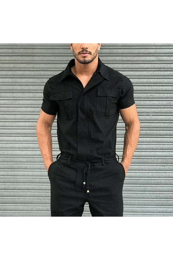 Men'S Light Weight Jumpsuit Workwear Coverall Jumpsuits + Adjustable Waist Belt
