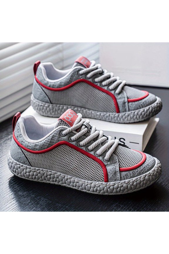 Men'S Lightweight Breathable Mesh Sneakers - with Synthetic Synthetic Upper, Retro Low-Top Casual Shoes Durable Rubber Sole & Lace-Up Closure for Running, Yoga, Gym - All-Season Comfort for Men