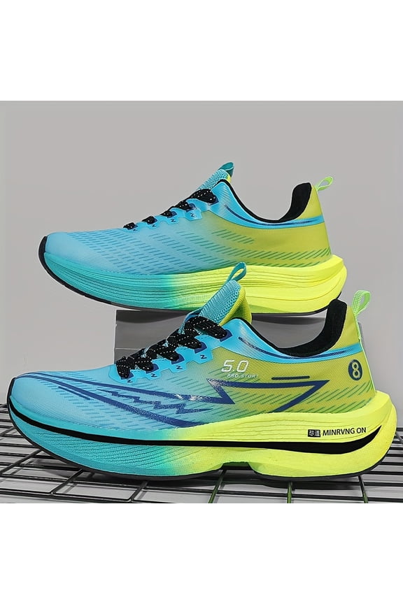 Men'S Lightweight Breathable Running Shoes Equipped with MD Soles And  EVA Insoles, Suitable for Outdoor Activities Feature Carbon Fiber Insole Technology - Designed with a Purple And Teal Gradient,