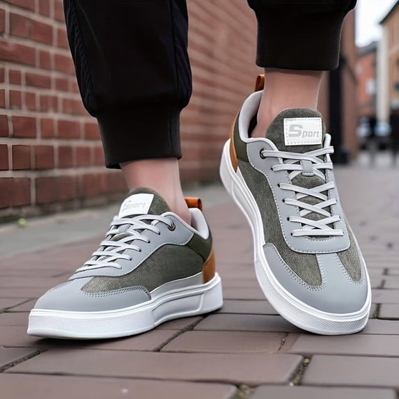 Men'S Lightweight Breathable Sneakers - All-Season Gym, Office, Everyday Shoes - Durable Canvas Upper for Men, Gym Foot ,ow-Top Sneakers in Olive Green/ Colorway, Lace-Up Closure, Cushioned MD Sole