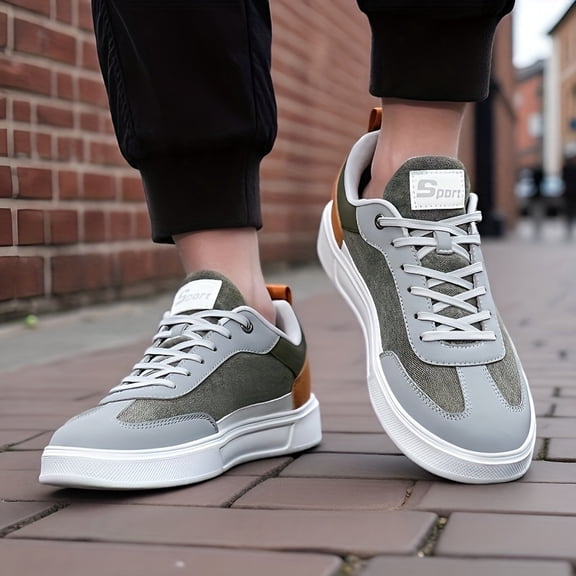 Men'S Lightweight Breathable Sneakers - Low-Top Sneakers in Olive Green/ Colorway, Lace-Up Closure, Cushioned MD Sole - All-Season Gym, Office, Everyday Shoes - Durable Canvas Upper for Men, Gym Foot