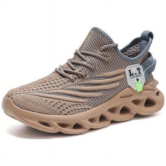 Men'S Lightweight Fashion Plus Size Casual Sports Shoes | Stripe Pattern, Lace Closure, Fabric Upper, MD Sole, Round Toe, Suitable for Spring and Summer