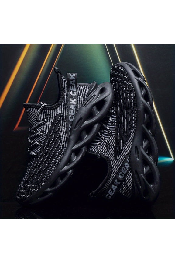Men'S Lightweight Fashion Plus Size Casual Sports Shoes | Stripe Pattern, Lace Closure, Fabric Upper, MD Sole, Round Toe, Suitable for Spring and Summer