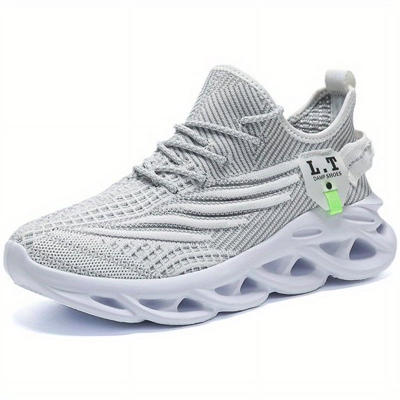 Men'S Lightweight Fashion Plus Size Casual Sports Shoes | Stripe Pattern, Lace Closure, Fabric Upper, MD Sole, Round Toe, Suitable for Spring and Summer