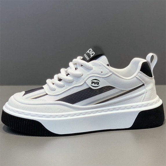 Men'S Lightweight Height-Increasing Sneakers - Comfortable Footwear Breathable Mesh Casual Shoes with Cushioned EVA Insole Vibrant Blue & Orange Colorway, Lace-Up Design for Casual Attire,
