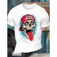 thumbnail image 1 of Men'S Limp Bizkit Skull Graphic T-Shirt - Black Crew Neck Tee With Red Hat Skull, Soft Breathable Cotton Shirt For Concerts, Festivals, Everyday, 1 of 10