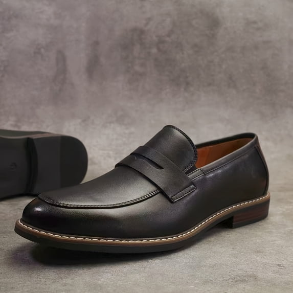 Men'S Loafers, Slip-On Shoes, Business Casual Shoes - Classic Moccasin Toe Design, U-Shaped Toe Design - Suitable for Formal, Business, Wedding, Event, Casual, Daily, Campus - All-Season Wear