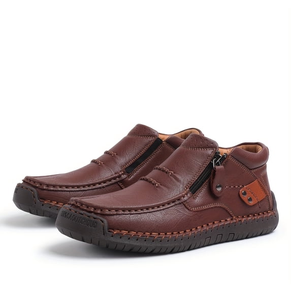 Men'S Loafers Are Stylish And Casual Slip-On Shoes with Zippers, Suitable for Business And Office Wear. They Feature a Soft Sole And Upper, Making Them Ideal for Driving