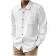 thumbnail image 1 of Men'S Long Sleeve Shirts Mens Cotton Linen Button Down Guayabera Shirts Lightweight Long Sleeve Casual Stretch Beach Hawaiian Seersucker Shirt, 1 of 9