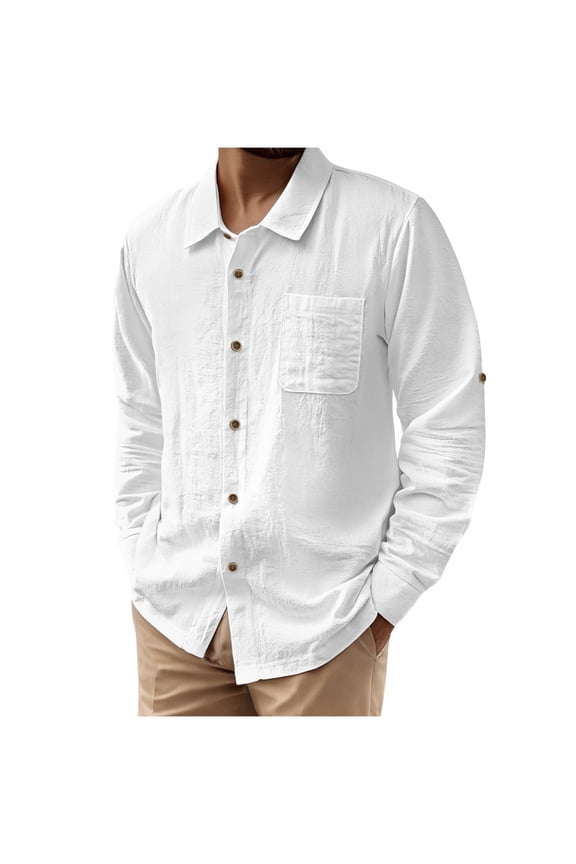 Men'S Long Sleeve Shirts Mens Cotton Linen Button Down Guayabera Shirts Lightweight Long Sleeve Casual Stretch Beach Hawaiian Seersucker Shirt