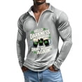 thumbnail image 1 of Men'S Long Sleeved T-Shirt Fashion Casual Printed Zippered T-Shirt Gray D S, 1 of 4