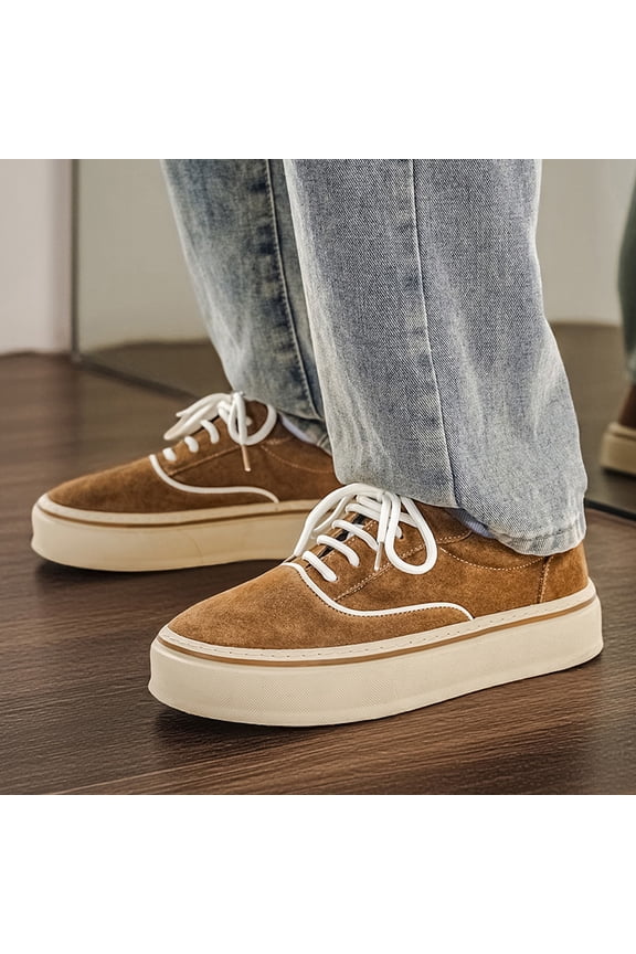 Men'S Low-Top Sneakers - Lace-Up Casual Shoes with Cushioned Rubber Sole, All-Season Everyday & Formal Shoes, Minimalist Design for Office, Outings, Travel - Durable Interior