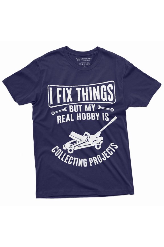 Men'S Mechanic Funny Tee Shirt I Fix Things Collecting Objects Humor Tee For Him (Medium Navy Blue)