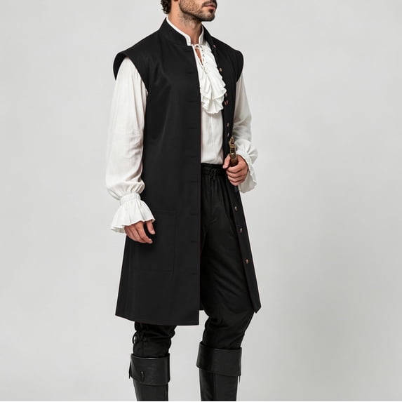 Men'S Medieval Renaissance Sleeveless Costume Vest Robe For Halloween Party Cosplay Role Play Themed Event Masquerade Dress Up Outfit