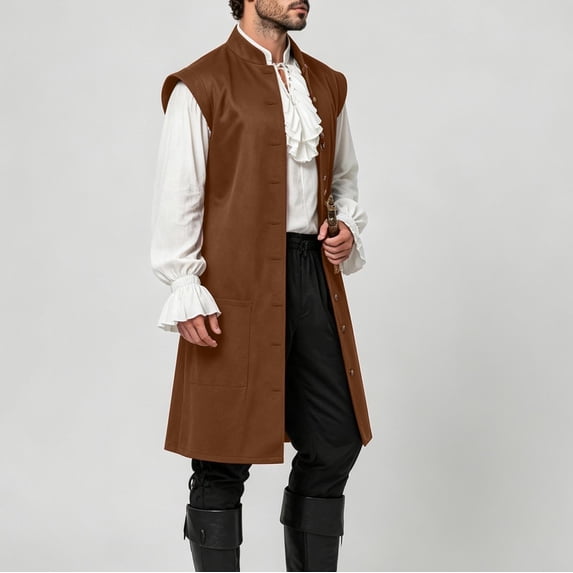 Men'S Medieval Renaissance Sleeveless Costume Vest Robe For Halloween Party Cosplay Role Play Themed Event Masquerade Dress Up Outfit