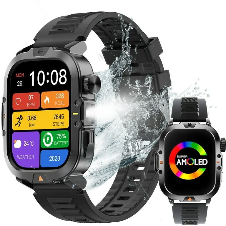 Men S Military Smartwatch With Bluetooth Call Answer Dial Smartwatch Suitable For Android And Iphone Ip68 Waterproof Watch With 2.02 Inch Large
